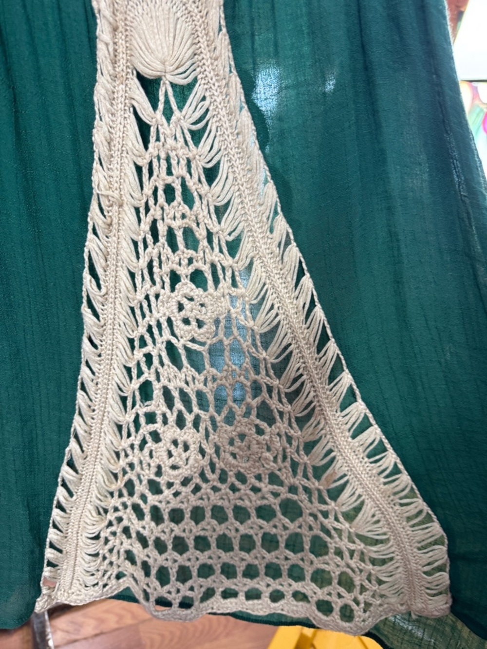 Umgee Green Crochet Lace Asymmetrical Tunic Top L - Picture 6 of 7